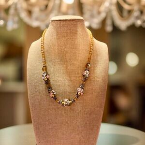 Elegant Floral Beaded Necklace Murano Necklace / Wedding Cake Necklace Vintage